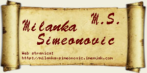 Milanka Simeonović vizit kartica